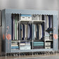 Steel Frame Wardrobe Cabinet Contemporary Style Armoire with Shelves 66"L x 18"W x 67"H Blue Clearhalo 'Armoires & Wardrobes' 'armoires_wardrobes' 'Bedroom Furniture' 'furn' 'furn_armoires_wardrobes' 'Furniture' 5570335