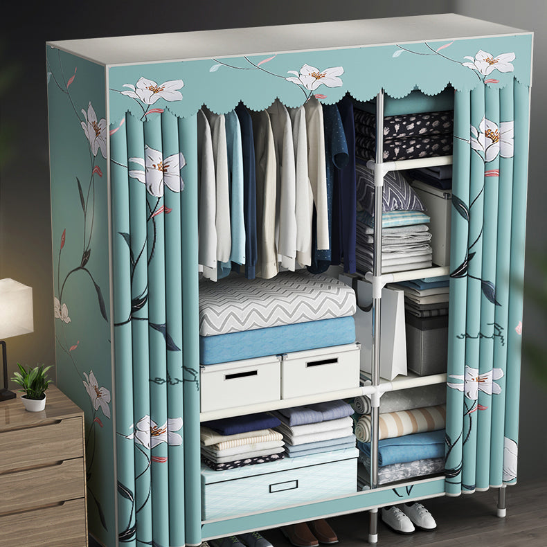 Steel Frame Wardrobe Cabinet Contemporary Style Armoire with Shelves Clearhalo 'Armoires & Wardrobes' 'armoires_wardrobes' 'Bedroom Furniture' 'furn' 'furn_armoires_wardrobes' 'Furniture' 5570336