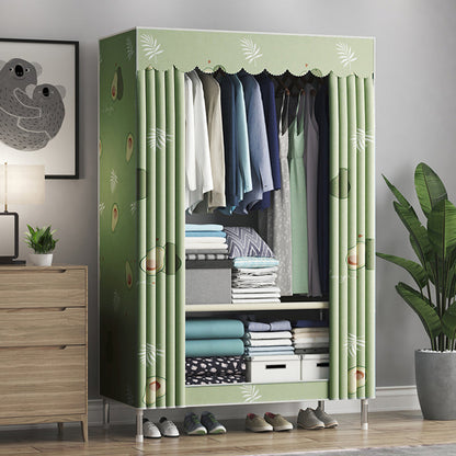 Steel Frame Wardrobe Cabinet Contemporary Style Armoire with Shelves 33"L x 18"W x 67"H Green Clearhalo 'Armoires & Wardrobes' 'armoires_wardrobes' 'Bedroom Furniture' 'furn' 'furn_armoires_wardrobes' 'Furniture' 5570347