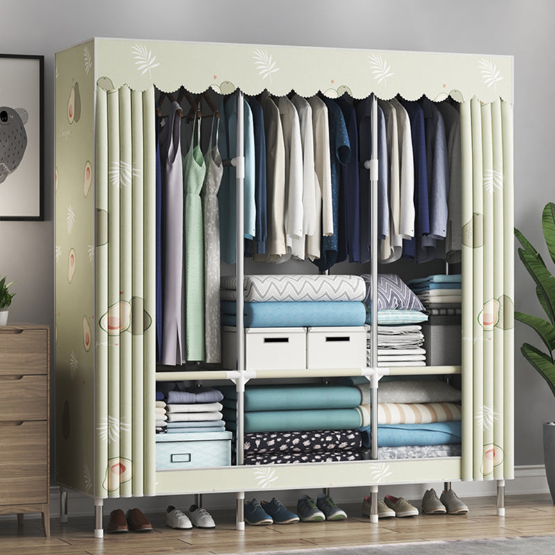 Steel Frame Wardrobe Cabinet Contemporary Style Armoire with Shelves 49"L x 18"W x 67"H Green Clearhalo 'Armoires & Wardrobes' 'armoires_wardrobes' 'Bedroom Furniture' 'furn' 'furn_armoires_wardrobes' 'Furniture' 5570350