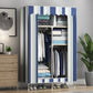 Steel Frame Wardrobe Cabinet Contemporary Style Armoire with Shelves 33"L x 18"W x 67"H White-Blue Clearhalo 'Armoires & Wardrobes' 'armoires_wardrobes' 'Bedroom Furniture' 'furn' 'furn_armoires_wardrobes' 'Furniture' 5570355