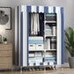 Steel Frame Wardrobe Cabinet Contemporary Style Armoire with Shelves 41"L x 18"W x 67"H White-Blue Clearhalo 'Armoires & Wardrobes' 'armoires_wardrobes' 'Bedroom Furniture' 'furn' 'furn_armoires_wardrobes' 'Furniture' 5570356