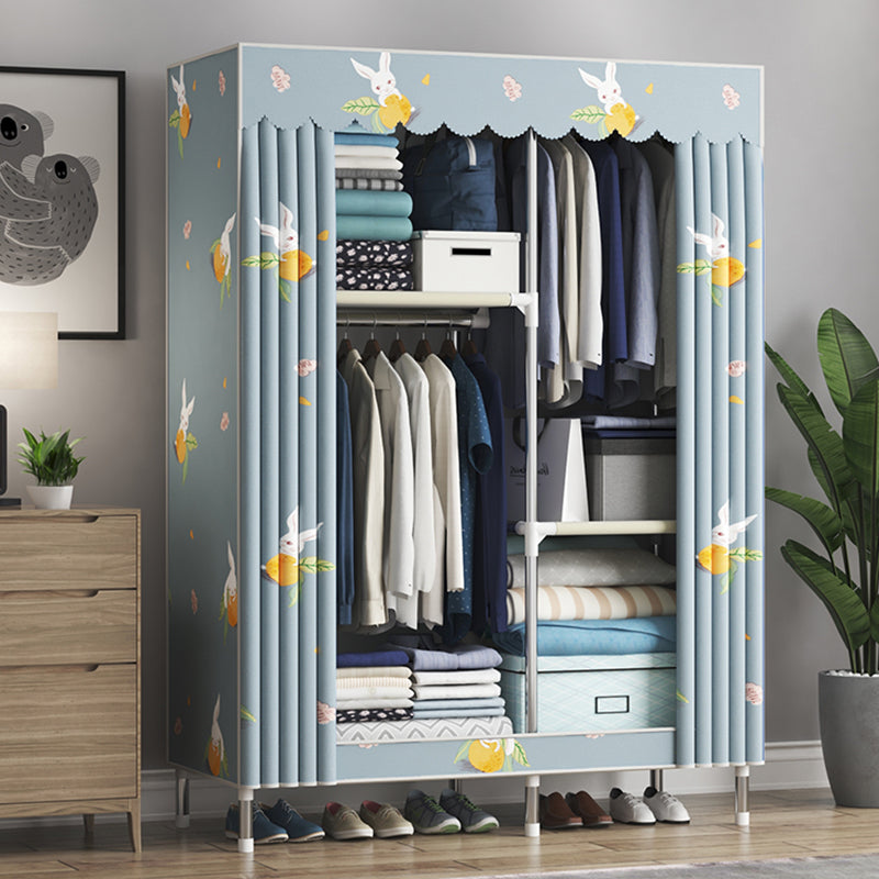 Steel Frame Wardrobe Cabinet Contemporary Style Armoire with Shelves 41"L x 18"W x 67"H Rabbit Clearhalo 'Armoires & Wardrobes' 'armoires_wardrobes' 'Bedroom Furniture' 'furn' 'furn_armoires_wardrobes' 'Furniture' 5570360