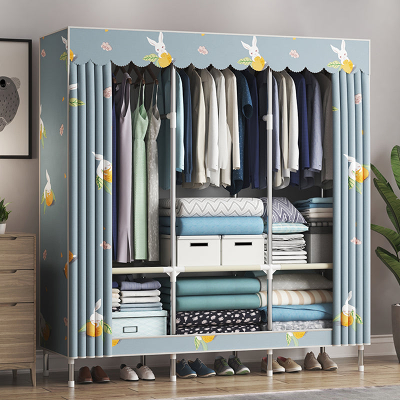 Steel Frame Wardrobe Cabinet Contemporary Style Armoire with Shelves 49"L x 18"W x 67"H Rabbit Clearhalo 'Armoires & Wardrobes' 'armoires_wardrobes' 'Bedroom Furniture' 'furn' 'furn_armoires_wardrobes' 'Furniture' 5570361