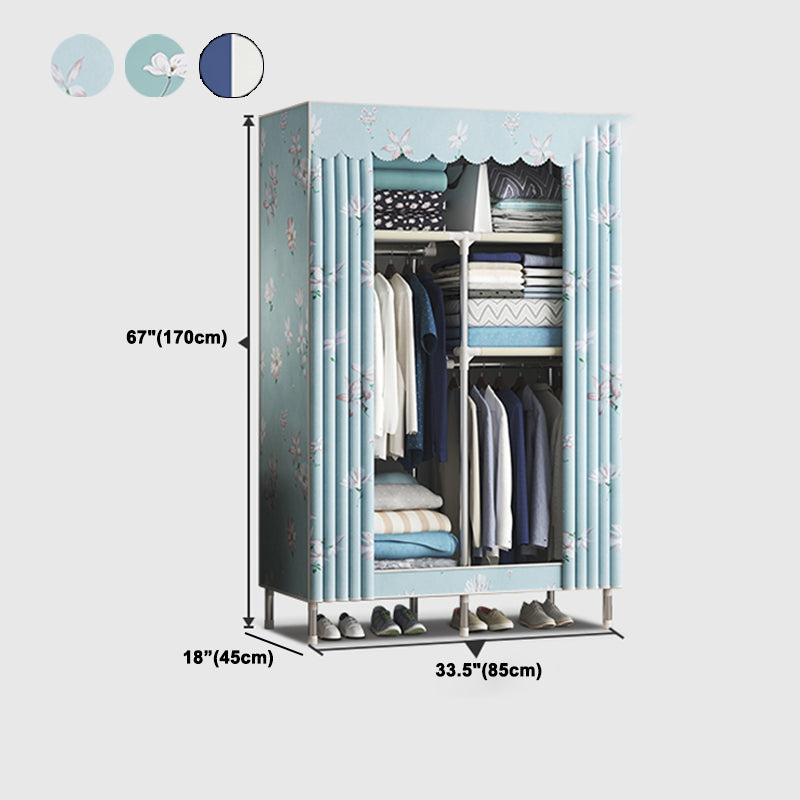 Steel Frame Wardrobe Cabinet Contemporary Style Armoire with Shelves Clearhalo 'Armoires & Wardrobes' 'armoires_wardrobes' 'Bedroom Furniture' 'furn' 'furn_armoires_wardrobes' 'Furniture' 5570363