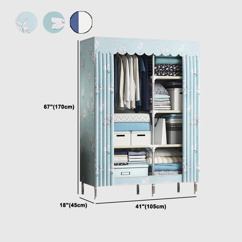 Steel Frame Wardrobe Cabinet Contemporary Style Armoire with Shelves Clearhalo 'Armoires & Wardrobes' 'armoires_wardrobes' 'Bedroom Furniture' 'furn' 'furn_armoires_wardrobes' 'Furniture' 5570364