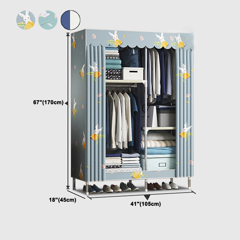 Steel Frame Wardrobe Cabinet Contemporary Style Armoire with Shelves Clearhalo 'Armoires & Wardrobes' 'armoires_wardrobes' 'Bedroom Furniture' 'furn' 'furn_armoires_wardrobes' 'Furniture' 5570367