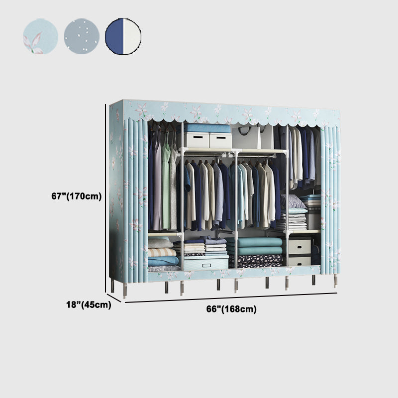 Steel Frame Wardrobe Cabinet Contemporary Style Armoire with Shelves Clearhalo 'Armoires & Wardrobes' 'armoires_wardrobes' 'Bedroom Furniture' 'furn' 'furn_armoires_wardrobes' 'Furniture' 5570368
