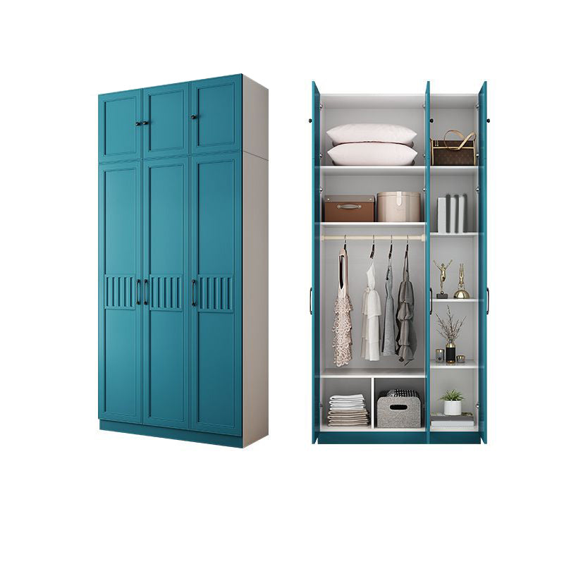 Manufactured Wood Blue Storage Cabinet Coastal Cabinet with Hinged Door 47"L x 20"W x 77"H Armoires & Wardrobes Clearhalo 'Armoires & Wardrobes' 'armoires_wardrobes' 'Bedroom Furniture' 'furn' 'furn_armoires_wardrobes' 'Furniture' 5570371