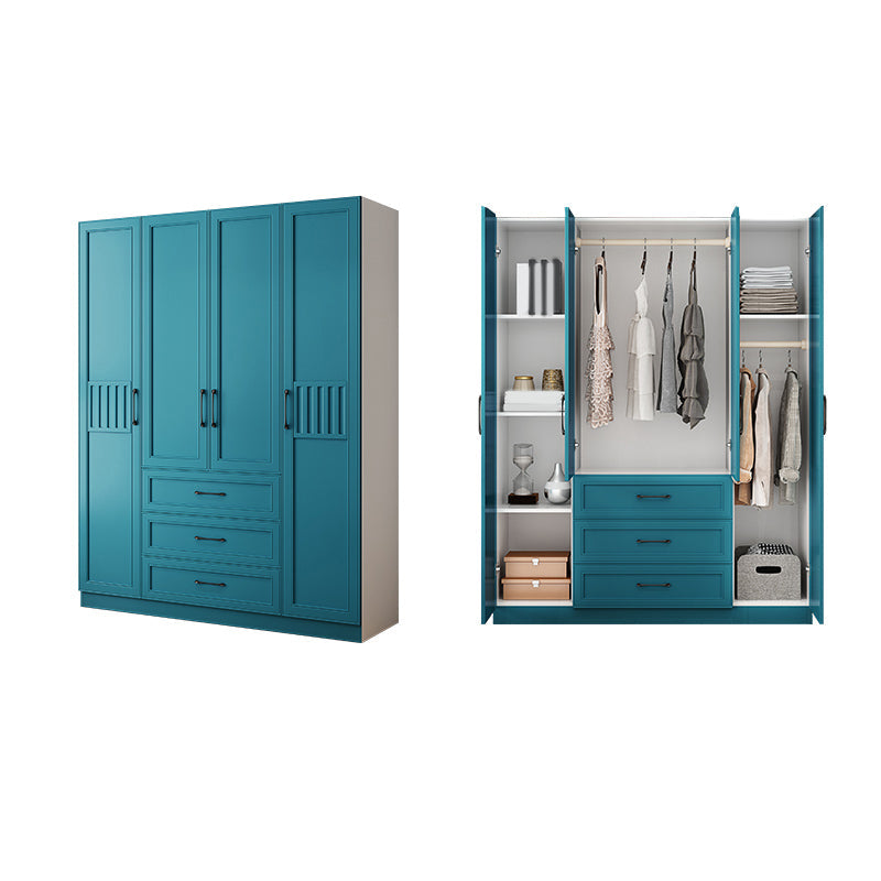 Manufactured Wood Blue Storage Cabinet Coastal Cabinet with Hinged Door 62.99"L x 20"W x 77"H Armoires & Wardrobes Clearhalo 'Armoires & Wardrobes' 'armoires_wardrobes' 'Bedroom Furniture' 'furn' 'furn_armoires_wardrobes' 'Furniture' 5570374
