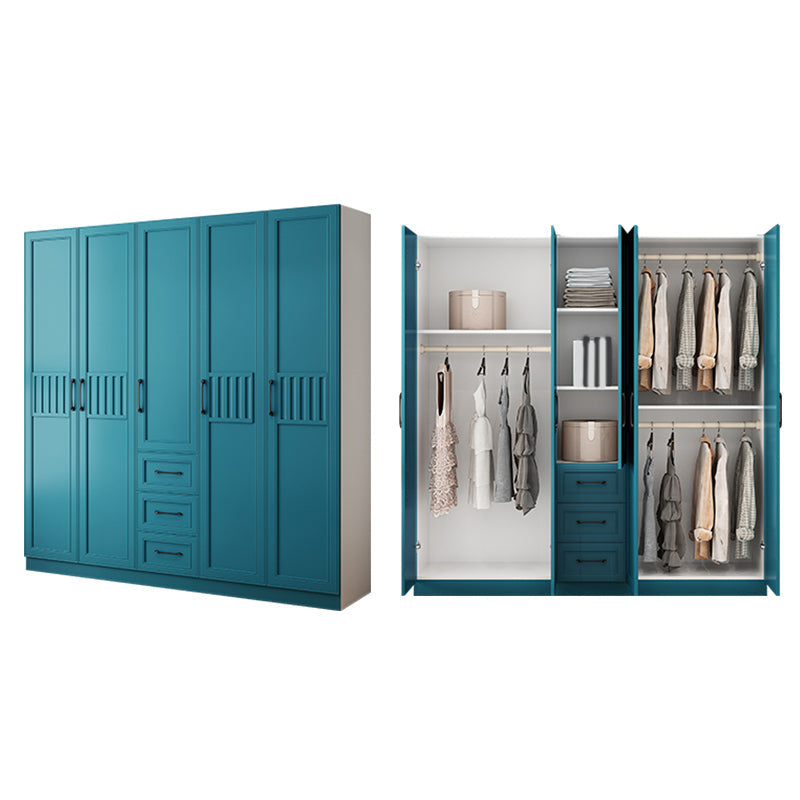 Manufactured Wood Blue Storage Cabinet Coastal Cabinet with Hinged Door 79"L x 20"W x 77"H Armoires & Wardrobes Clearhalo 'Armoires & Wardrobes' 'armoires_wardrobes' 'Bedroom Furniture' 'furn' 'furn_armoires_wardrobes' 'Furniture' 5570376