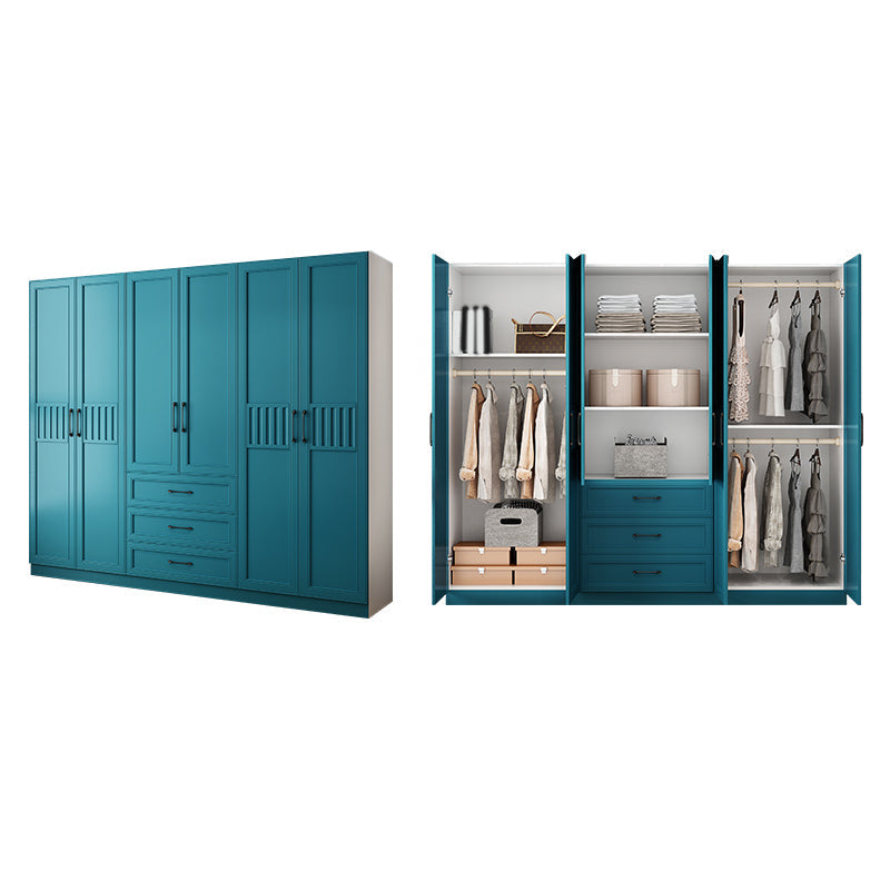 Manufactured Wood Blue Storage Cabinet Coastal Cabinet with Hinged Door 94.5"L x 20"W x 77"H Armoires & Wardrobes Clearhalo 'Armoires & Wardrobes' 'armoires_wardrobes' 'Bedroom Furniture' 'furn' 'furn_armoires_wardrobes' 'Furniture' 5570379