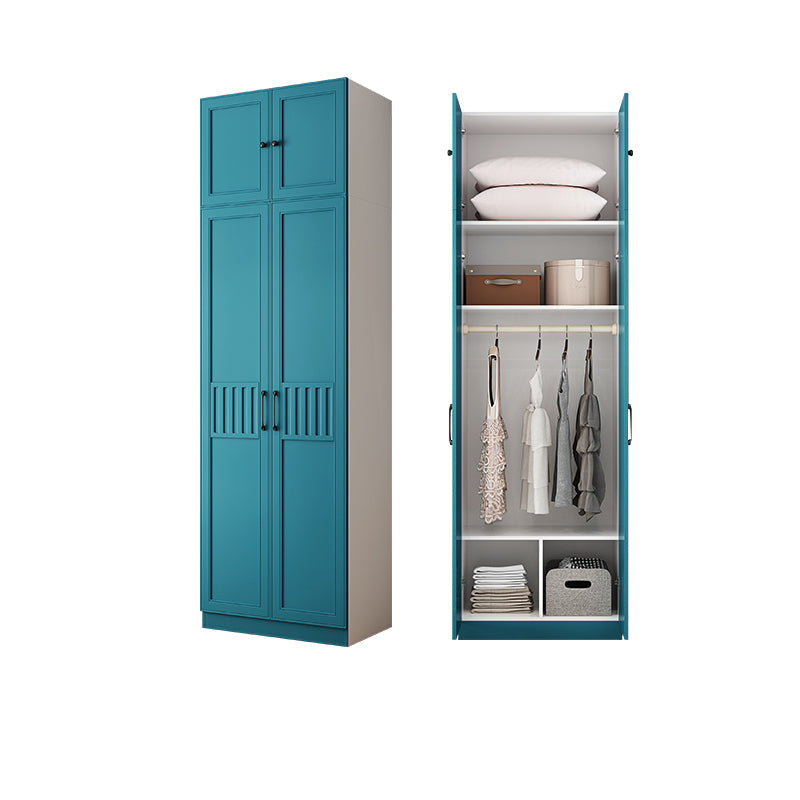 Manufactured Wood Blue Storage Cabinet Coastal Cabinet with Hinged Door 31.5"L x 20"W x 77"H Armories & Top Cabinet Clearhalo 'Armoires & Wardrobes' 'armoires_wardrobes' 'Bedroom Furniture' 'furn' 'furn_armoires_wardrobes' 'Furniture' 5570381