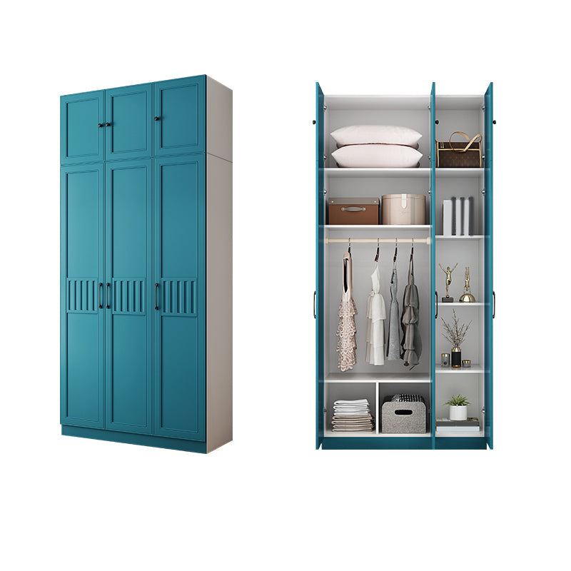 Manufactured Wood Blue Storage Cabinet Coastal Cabinet with Hinged Door 47"L x 20"W x 77"H Armories & Top Cabinet Clearhalo 'Armoires & Wardrobes' 'armoires_wardrobes' 'Bedroom Furniture' 'furn' 'furn_armoires_wardrobes' 'Furniture' 5570383