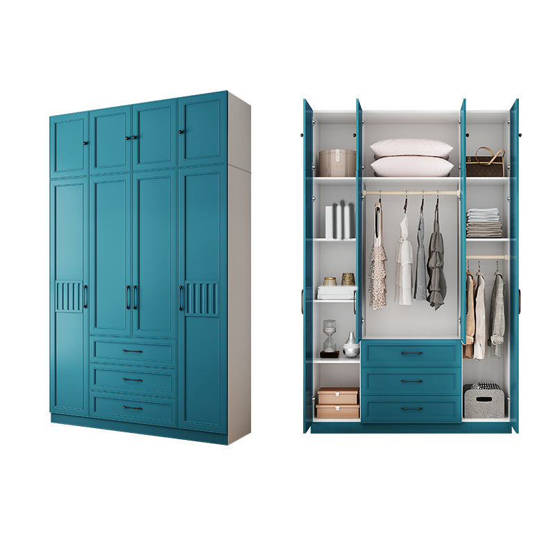 Manufactured Wood Blue Storage Cabinet Coastal Cabinet with Hinged Door 62.99"L x 20"W x 77"H Armories & Top Cabinet Clearhalo 'Armoires & Wardrobes' 'armoires_wardrobes' 'Bedroom Furniture' 'furn' 'furn_armoires_wardrobes' 'Furniture' 5570386
