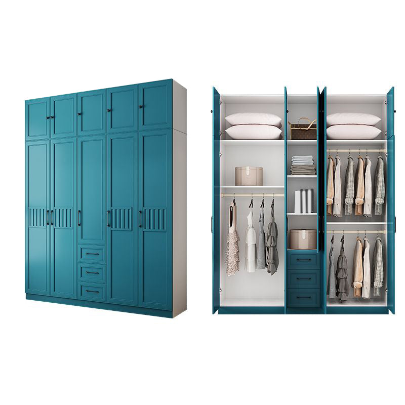 Manufactured Wood Blue Storage Cabinet Coastal Cabinet with Hinged Door 79"L x 20"W x 77"H Armories & Top Cabinet Clearhalo 'Armoires & Wardrobes' 'armoires_wardrobes' 'Bedroom Furniture' 'furn' 'furn_armoires_wardrobes' 'Furniture' 5570388