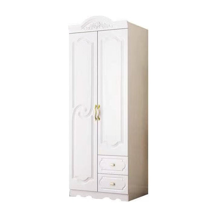 French Country Wardrobe Cabinet White Engineered Wood Wardrobe with 2 Drawers 31.5"L x 20"W x 80"H Clearhalo 'Armoires & Wardrobes' 'armoires_wardrobes' 'Bedroom Furniture' 'furn' 'furn_armoires_wardrobes' 'Furniture' 5570418