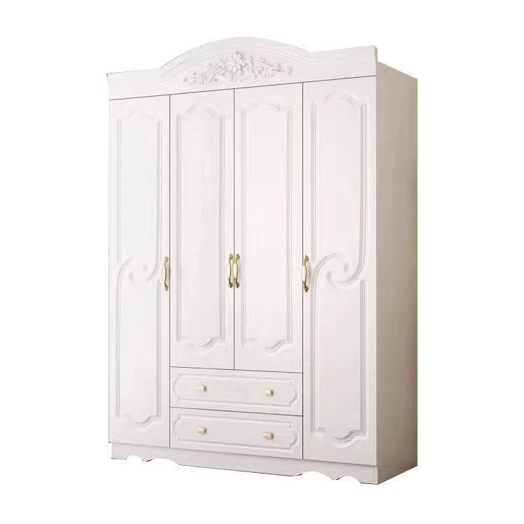 French Country Wardrobe Cabinet White Engineered Wood Wardrobe with 2 Drawers 63"L x 20"W x 80"H Clearhalo 'Armoires & Wardrobes' 'armoires_wardrobes' 'Bedroom Furniture' 'furn' 'furn_armoires_wardrobes' 'Furniture' 5570421