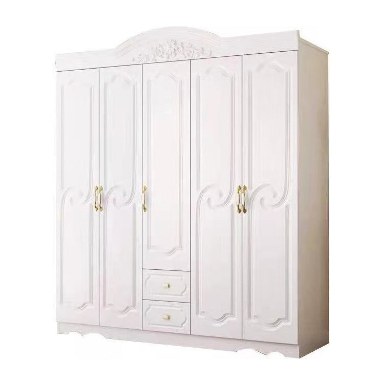 French Country Wardrobe Cabinet White Engineered Wood Wardrobe with 2 Drawers 79"L x 20"W x 80"H Clearhalo 'Armoires & Wardrobes' 'armoires_wardrobes' 'Bedroom Furniture' 'furn' 'furn_armoires_wardrobes' 'Furniture' 5570423
