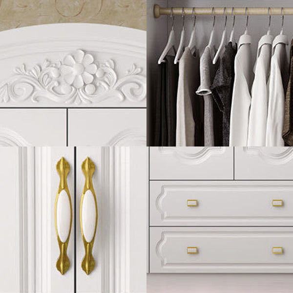 French Country Wardrobe Cabinet White Engineered Wood Wardrobe with 2 Drawers Clearhalo 'Armoires & Wardrobes' 'armoires_wardrobes' 'Bedroom Furniture' 'furn' 'furn_armoires_wardrobes' 'Furniture' 5570430