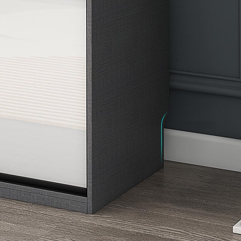 White Mirrored Finish Wardrobe Armoire Engineered Wood Wardrobe with Drawer Clearhalo 'Armoires & Wardrobes' 'armoires_wardrobes' 'Bedroom Furniture' 'furn' 'furn_armoires_wardrobes' 'Furniture' 5570534