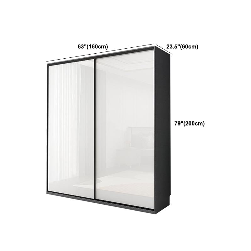 White Mirrored Finish Wardrobe Armoire Engineered Wood Wardrobe with Drawer Clearhalo 'Armoires & Wardrobes' 'armoires_wardrobes' 'Bedroom Furniture' 'furn' 'furn_armoires_wardrobes' 'Furniture' 5570544