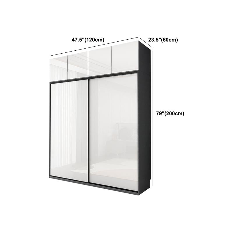 White Mirrored Finish Wardrobe Armoire Engineered Wood Wardrobe with Drawer Clearhalo 'Armoires & Wardrobes' 'armoires_wardrobes' 'Bedroom Furniture' 'furn' 'furn_armoires_wardrobes' 'Furniture' 5570548