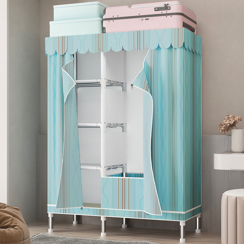 シルバースチールフレームワードローブキャビネットコンテンポラリーホームワードローブ