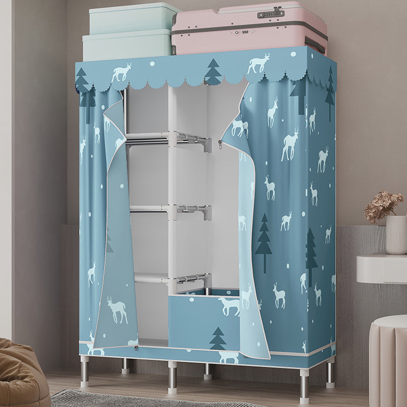 シルバースチールフレームワードローブキャビネットコンテンポラリーホームワードローブ