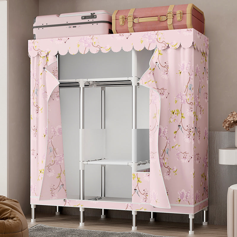 シルバースチールフレームワードローブキャビネットコンテンポラリーホームワードローブ