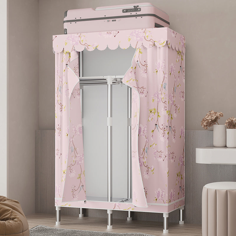 シルバースチールフレームワードローブキャビネットコンテンポラリーホームワードローブ