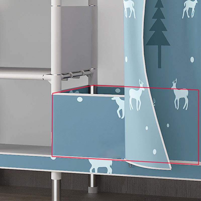 シルバースチールフレームワードローブキャビネットコンテンポラリーホームワードローブ