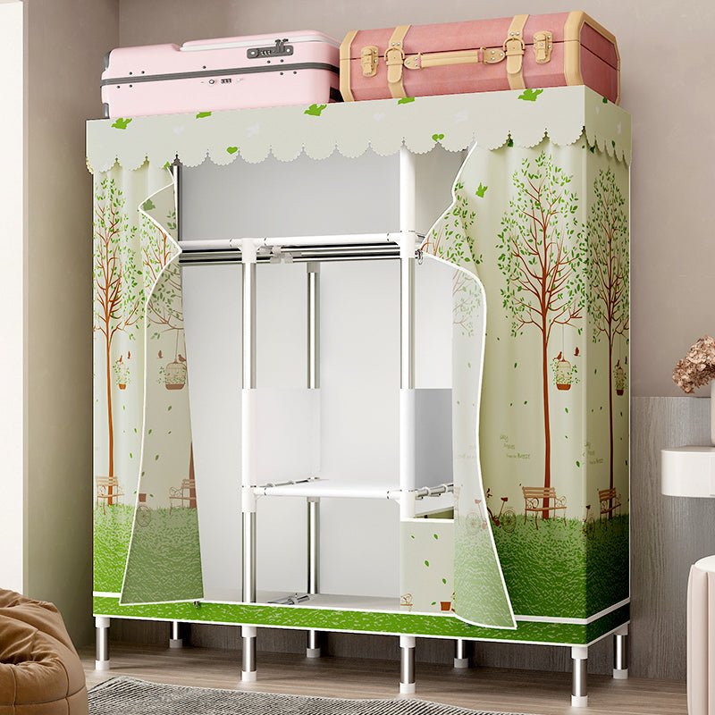 シルバースチールフレームワードローブキャビネットコンテンポラリーホームワードローブ