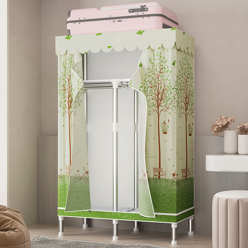 シルバースチールフレームワードローブキャビネットコンテンポラリーホームワードローブ