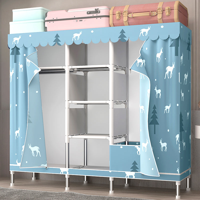 シルバースチールフレームワードローブキャビネットコンテンポラリーホームワードローブ