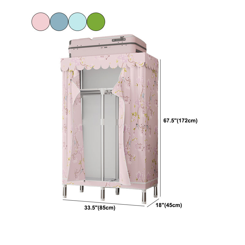 シルバースチールフレームワードローブキャビネットコンテンポラリーホームワードローブ