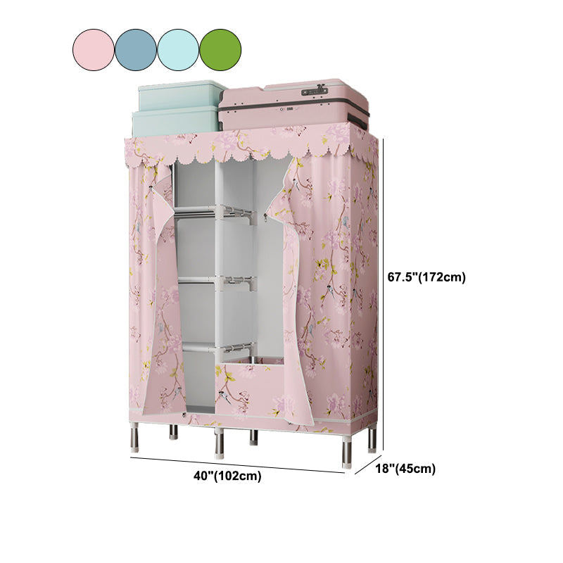 シルバースチールフレームワードローブキャビネットコンテンポラリーホームワードローブ