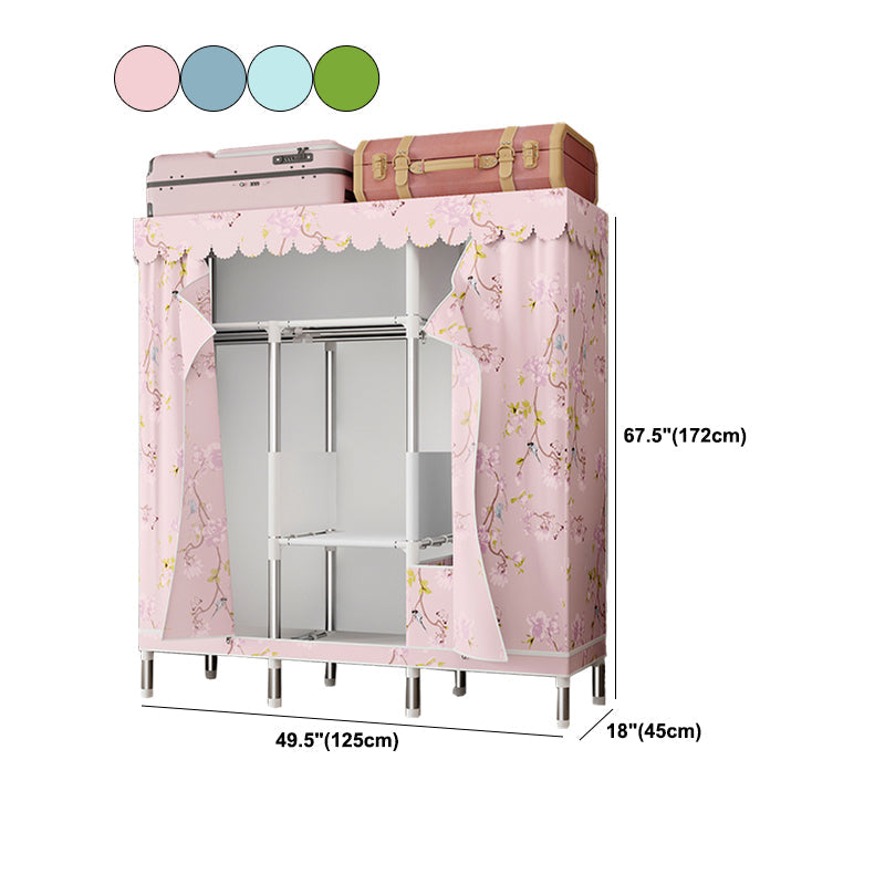 シルバースチールフレームワードローブキャビネットコンテンポラリーホームワードローブ