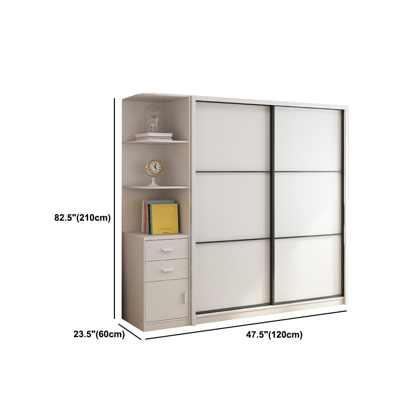 Wit gemanipuleerde houten garderobe armoire moderne schuifgarderobe kast