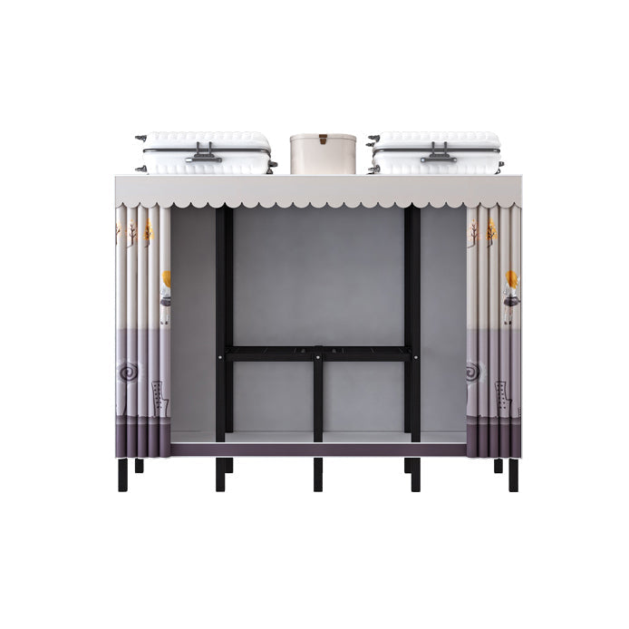 Black Steel Frame Wardrobe Armoire Contemporary Folding Wardrobe Cabinet Clearhalo 'Armoires & Wardrobes' 'armoires_wardrobes' 'Bedroom Furniture' 'furn' 'furn_armoires_wardrobes' 'Furniture' 5570723