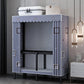 Black Steel Frame Wardrobe Armoire Contemporary Folding Wardrobe Cabinet 31.5"L x 19"W x 68"H Purple Clearhalo 'Armoires & Wardrobes' 'armoires_wardrobes' 'Bedroom Furniture' 'furn' 'furn_armoires_wardrobes' 'Furniture' 5570724
