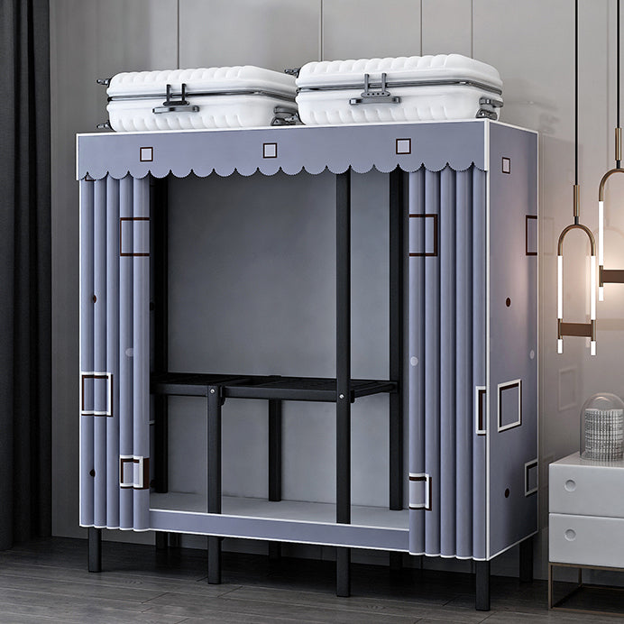 Black Steel Frame Wardrobe Armoire Contemporary Folding Wardrobe Cabinet 47"L x 19"W x 68"H Purple Clearhalo 'Armoires & Wardrobes' 'armoires_wardrobes' 'Bedroom Furniture' 'furn' 'furn_armoires_wardrobes' 'Furniture' 5570726