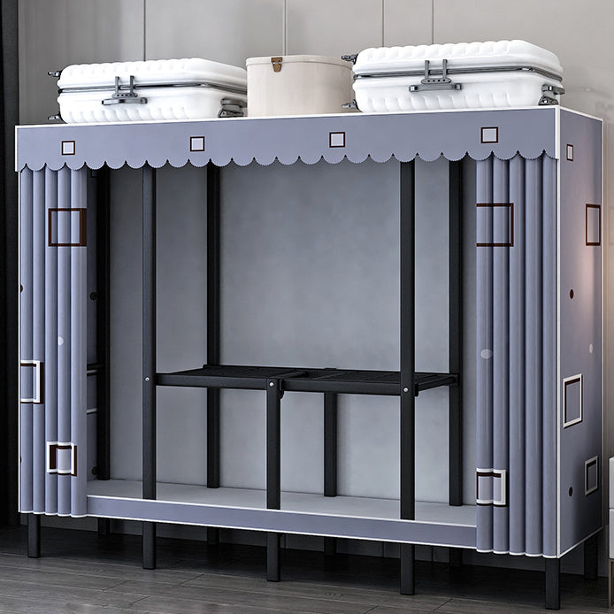 Black Steel Frame Wardrobe Armoire Contemporary Folding Wardrobe Cabinet 63"L x 19"W x 68"H Purple Clearhalo 'Armoires & Wardrobes' 'armoires_wardrobes' 'Bedroom Furniture' 'furn' 'furn_armoires_wardrobes' 'Furniture' 5570728