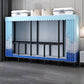 Black Steel Frame Wardrobe Armoire Contemporary Folding Wardrobe Cabinet 79"L x 19"W x 68"H Blue Clearhalo 'Armoires & Wardrobes' 'armoires_wardrobes' 'Bedroom Furniture' 'furn' 'furn_armoires_wardrobes' 'Furniture' 5570736
