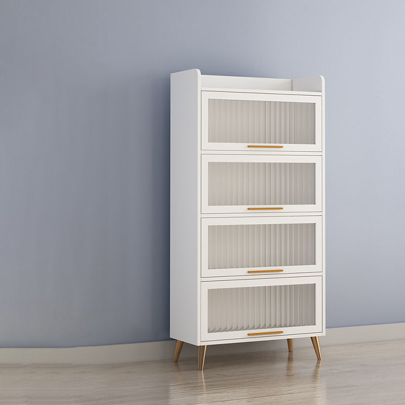 Porta di vetro Sideboard contemporanea Bianco in legno ingegnerizzato per sala da pranzo