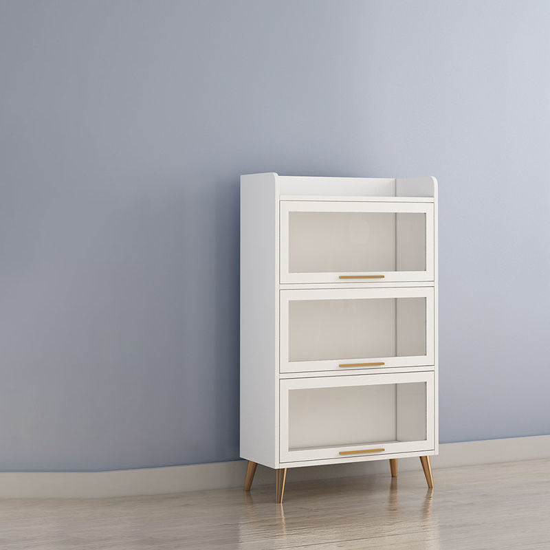Porta di vetro Sideboard contemporanea Bianco in legno ingegnerizzato per sala da pranzo