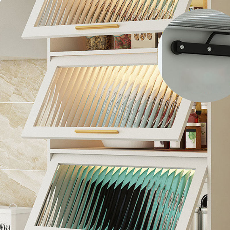 Porta di vetro Sideboard contemporanea Bianco in legno ingegnerizzato per sala da pranzo