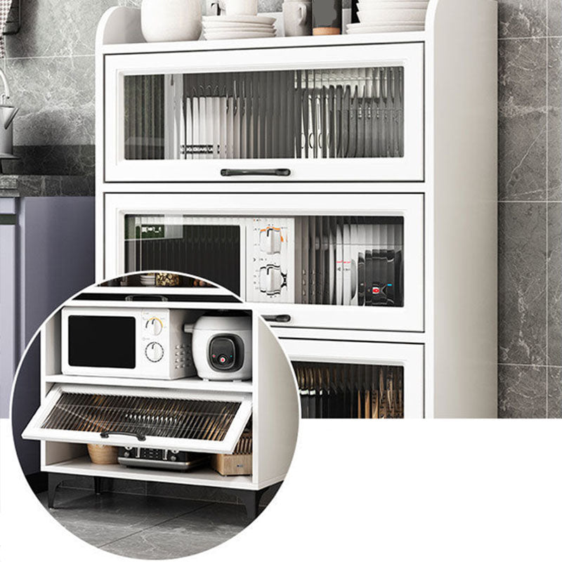 Porta di vetro Sideboard contemporanea Bianco in legno ingegnerizzato per sala da pranzo