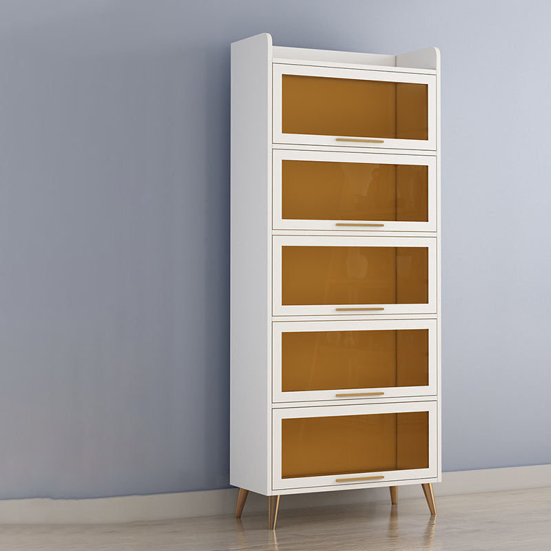 Porta di vetro Sideboard contemporanea Bianco in legno ingegnerizzato per sala da pranzo