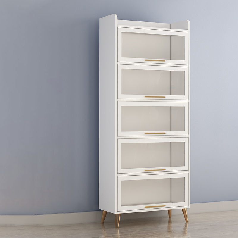 Porta di vetro Sideboard contemporanea Bianco in legno ingegnerizzato per sala da pranzo